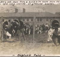 Postcard - Young men in obstacle race