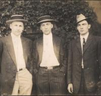 Postcard - Charles McLean with two unidentified men