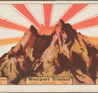 Volume 01 Number 06 Westport Trucker Cover depicting an orange sun rising over orange mountains.